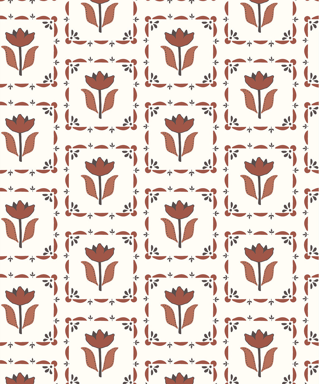 Flora Wallpaper, Brown & Black
