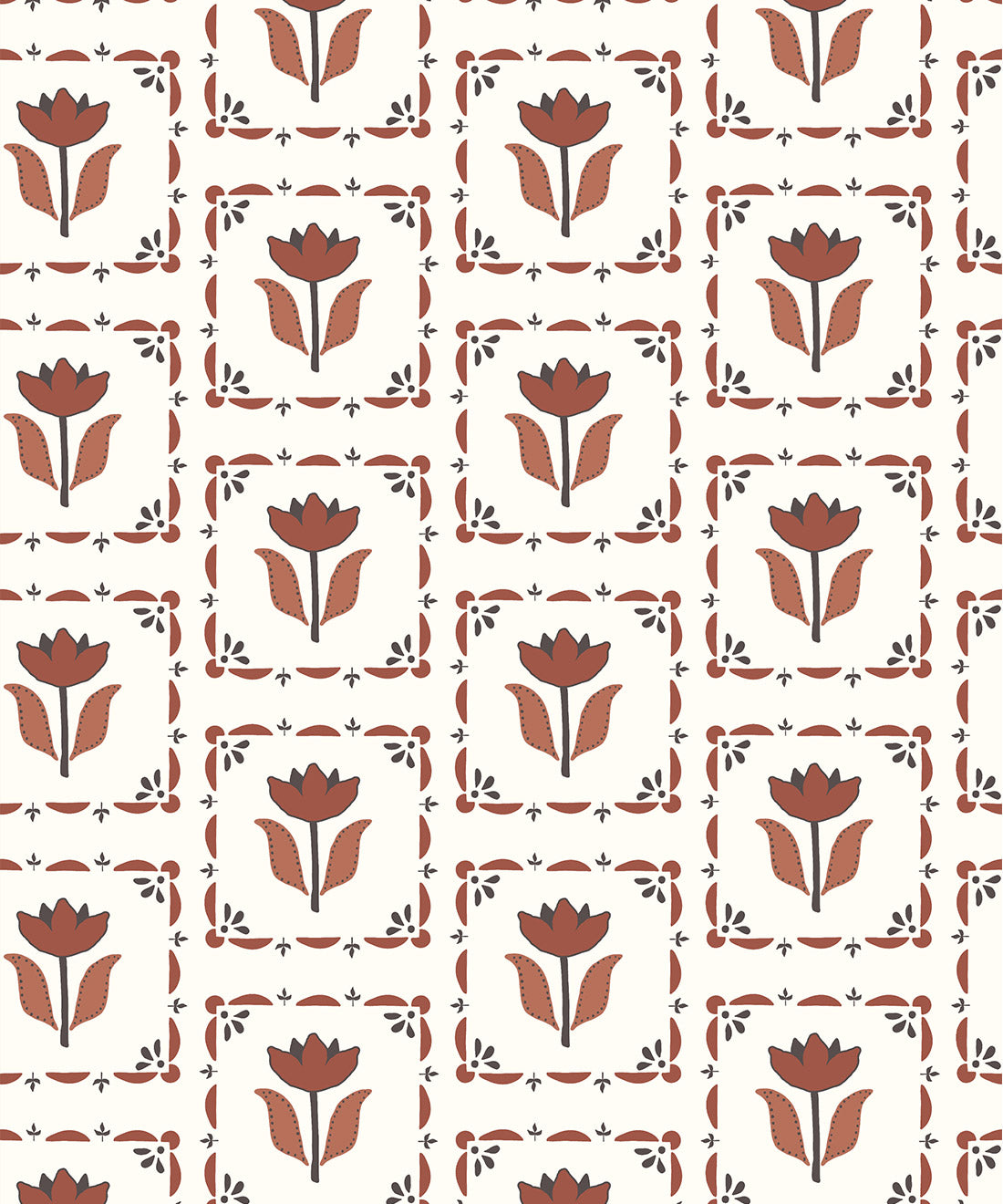 Flora Wallpaper, Brown & Black
