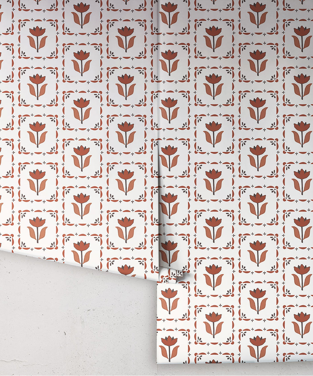 Flora Wallpaper, Brown & Black