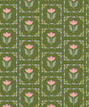 Flora Wallpaper, Green Pink