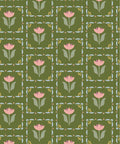 Flora Wallpaper, Green Pink