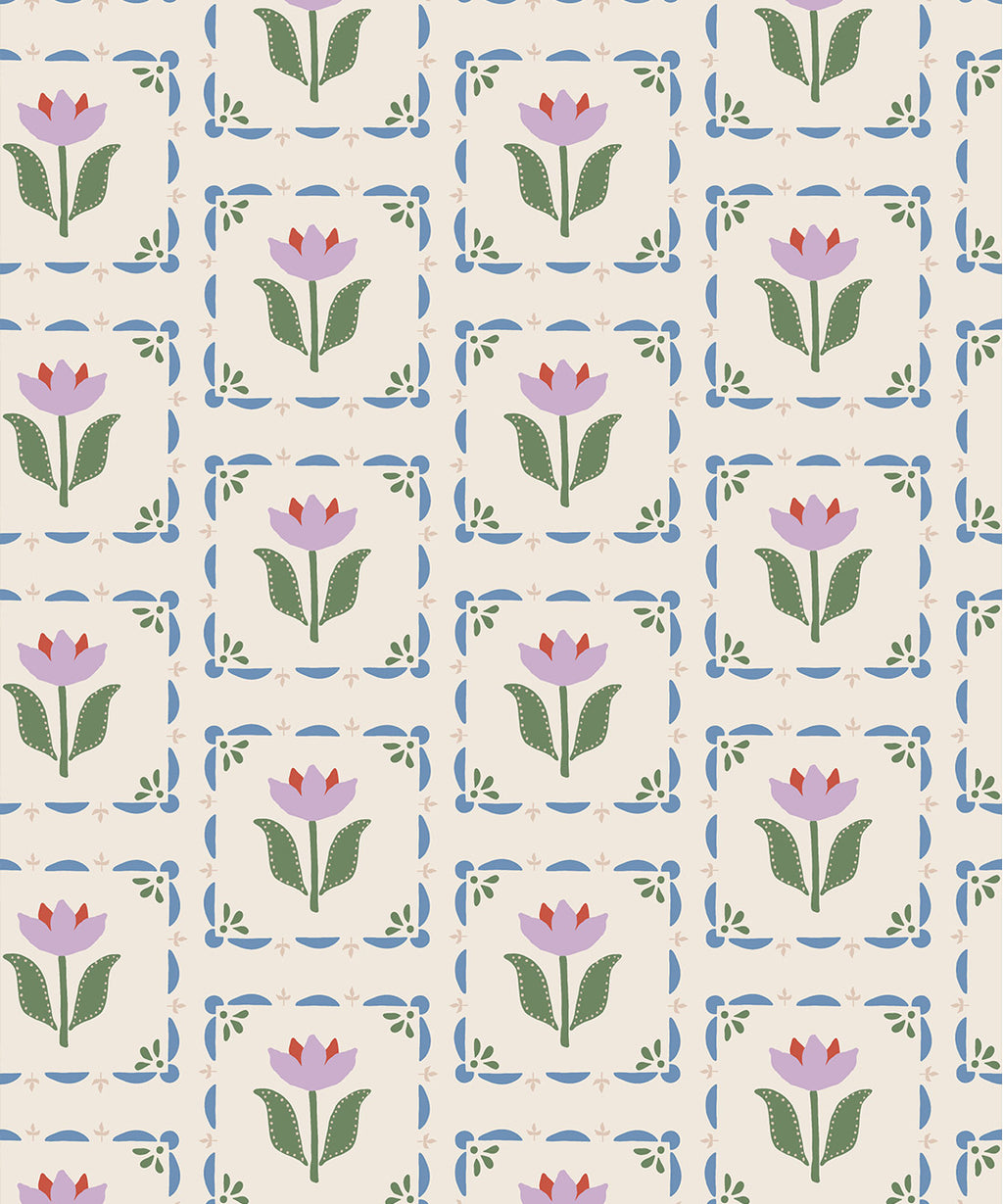 Flora Wallpaper, Lavender & Green