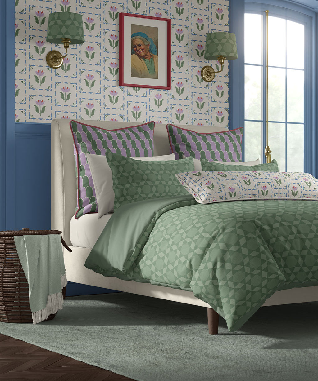 Flora Wallpaper, Lavender & Green