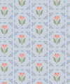 Flora Wallpaper, Periwinkle & Pink