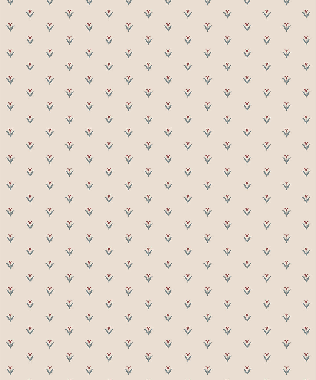 Nana’s Kitchen Wallpaper, Ivory, Burgundy & Blue