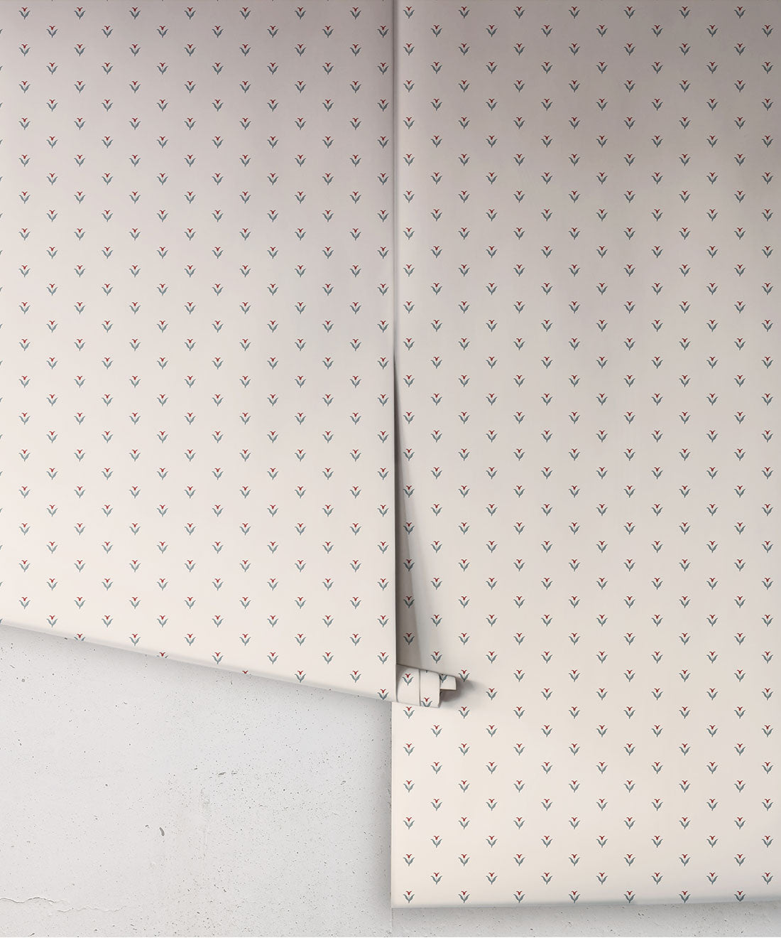 Nana’s Kitchen Wallpaper, Ivory, Burgundy & Blue