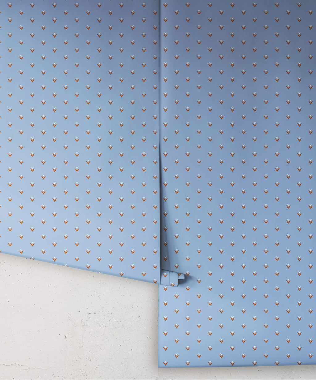 Nana’s Kitchen Wallpaper, Periwinkle & Brown