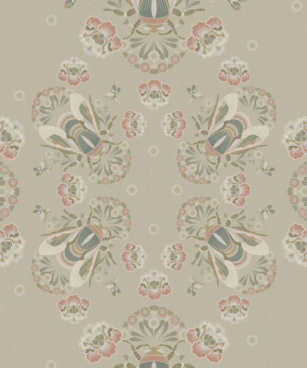 Bees Lace Wallpaper, Beige