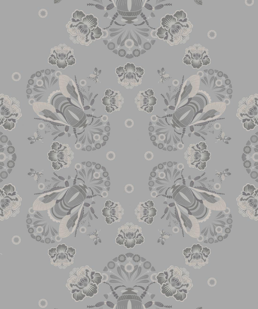Bees Lace Wallpaper, Grey