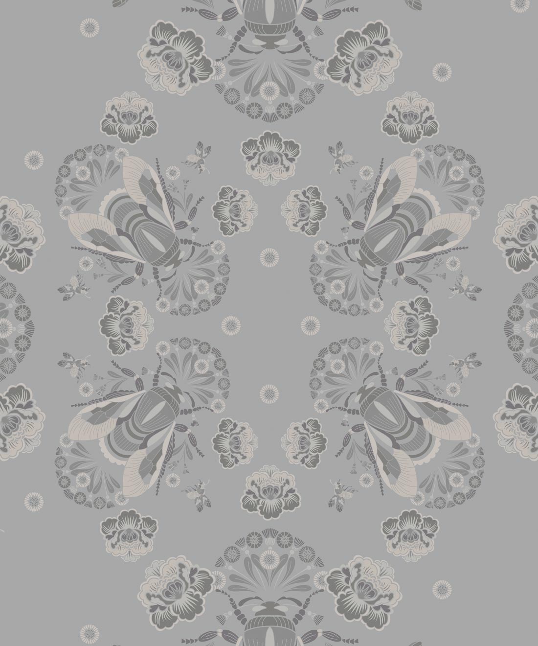 Bees Lace Wallpaper, Grey