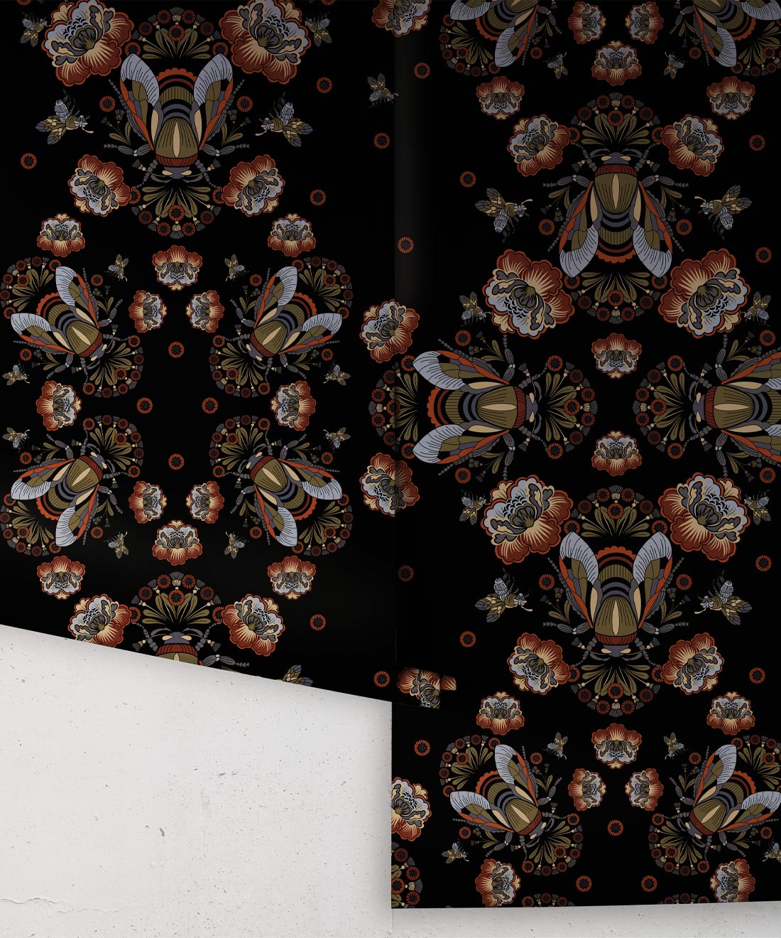 Bees Lace Wallpaper, Midnight