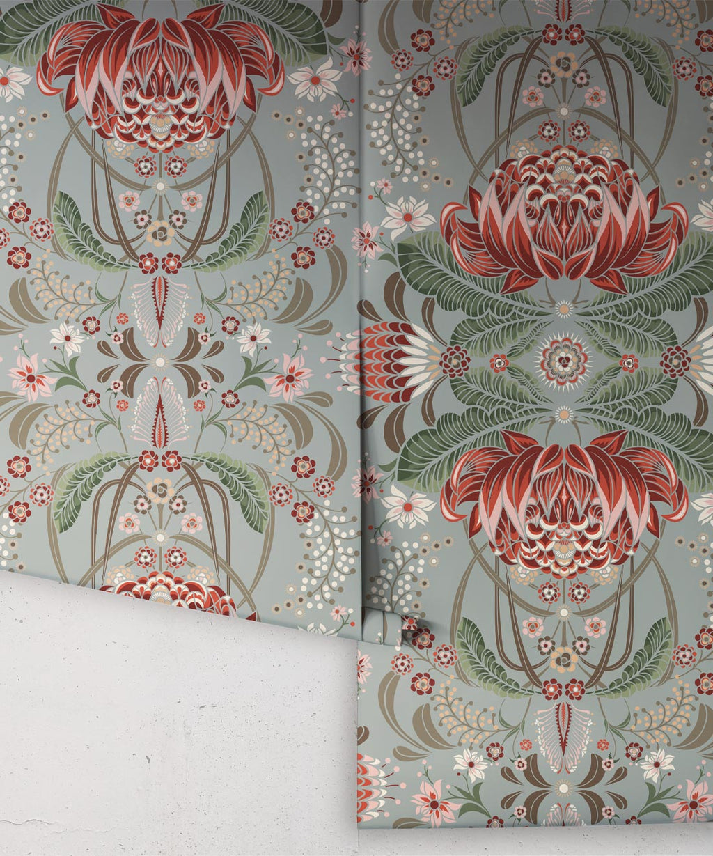 Bush Beauty Wallpaper, Duck Egg