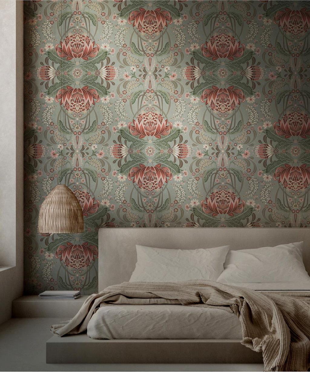 Bush Beauty Wallpaper, Duck Egg