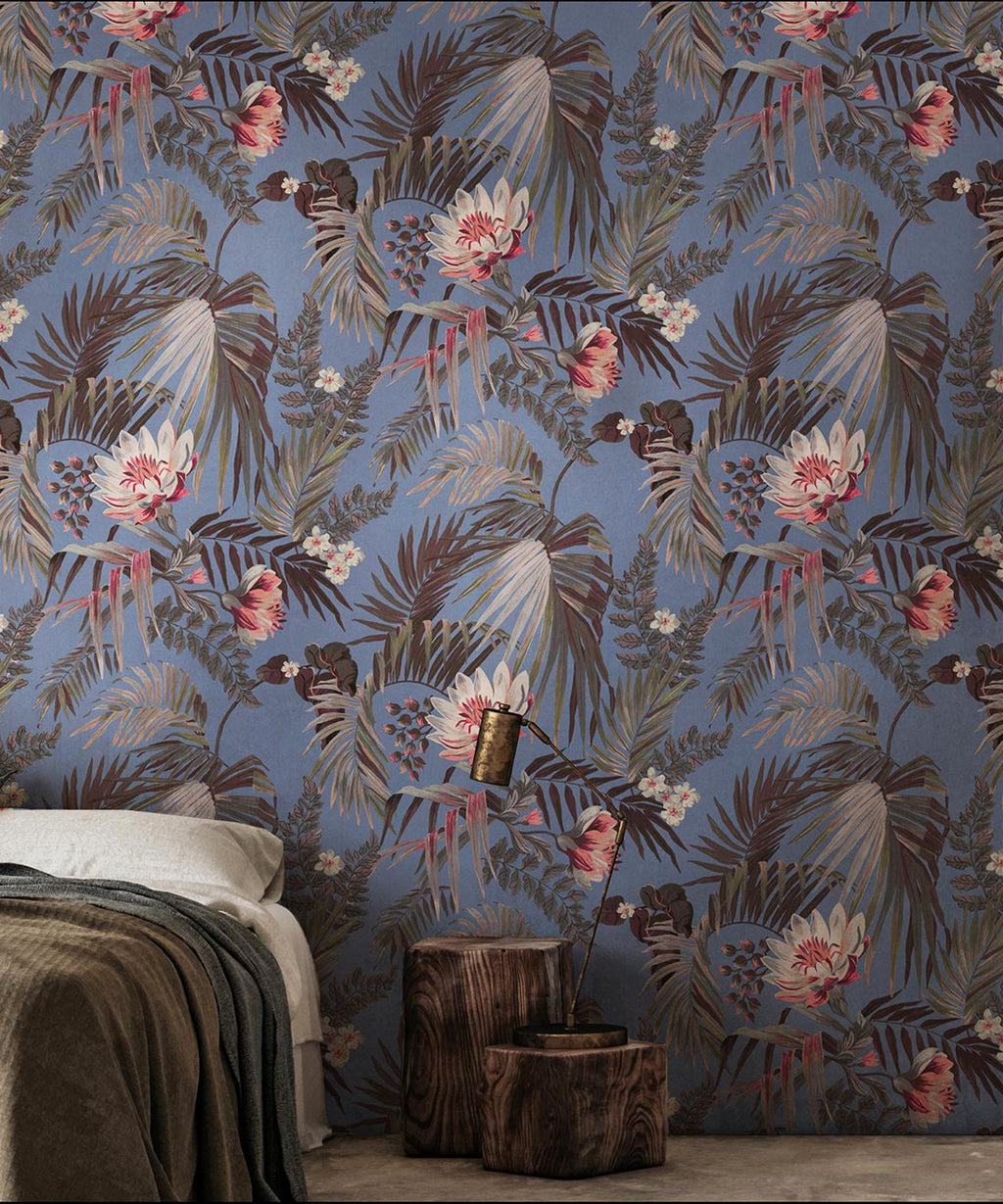 Majestic Palm Wallpaper, Periwinkle