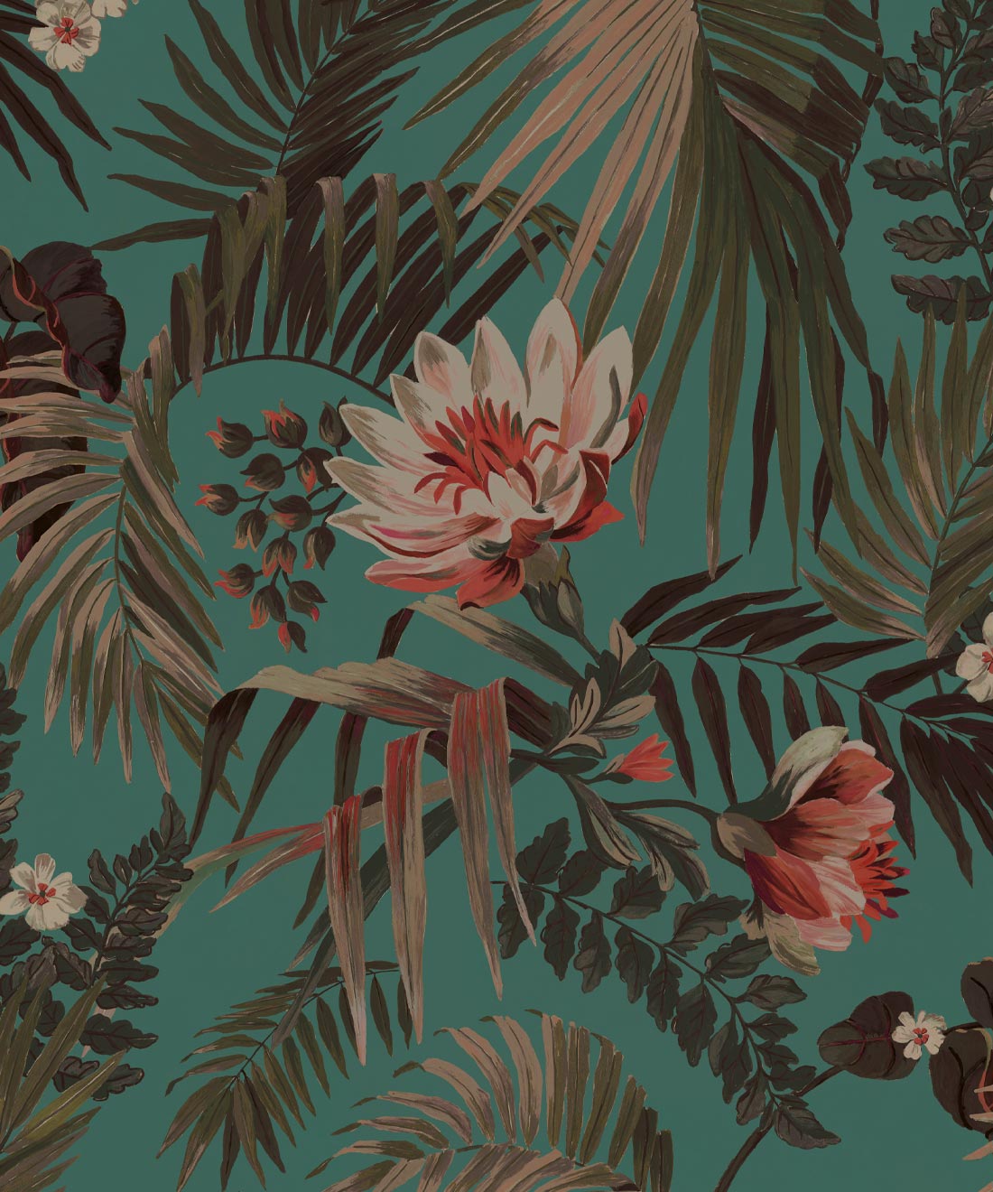 Majestic Palm Wallpaper, Teal