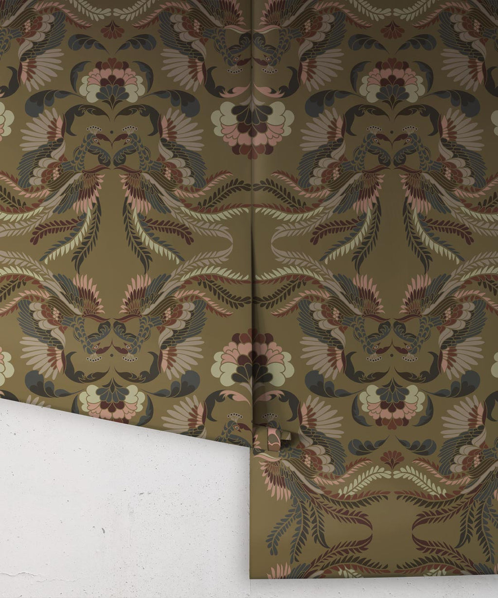 Prancing Peacocks Wallpaper, Antique