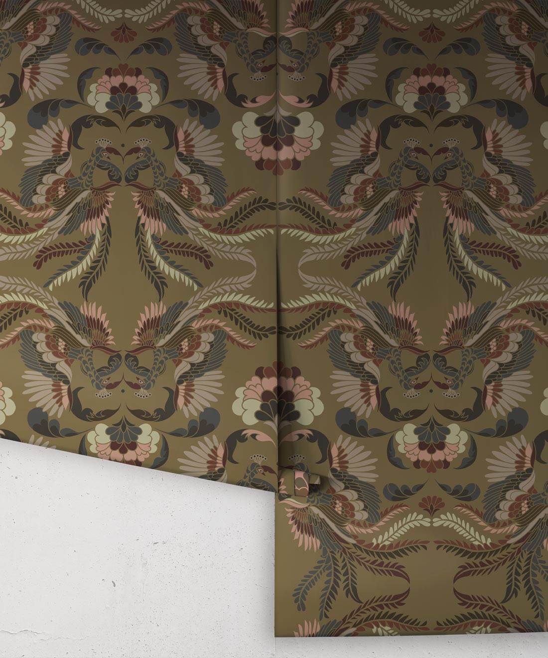 Prancing Peacocks Wallpaper, Antique