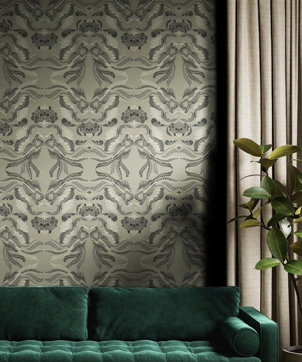 Prancing Peacocks Wallpaper, Dark Cloud