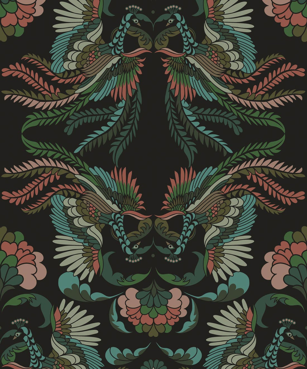 Prancing Peacocks Wallpaper, Fiesta