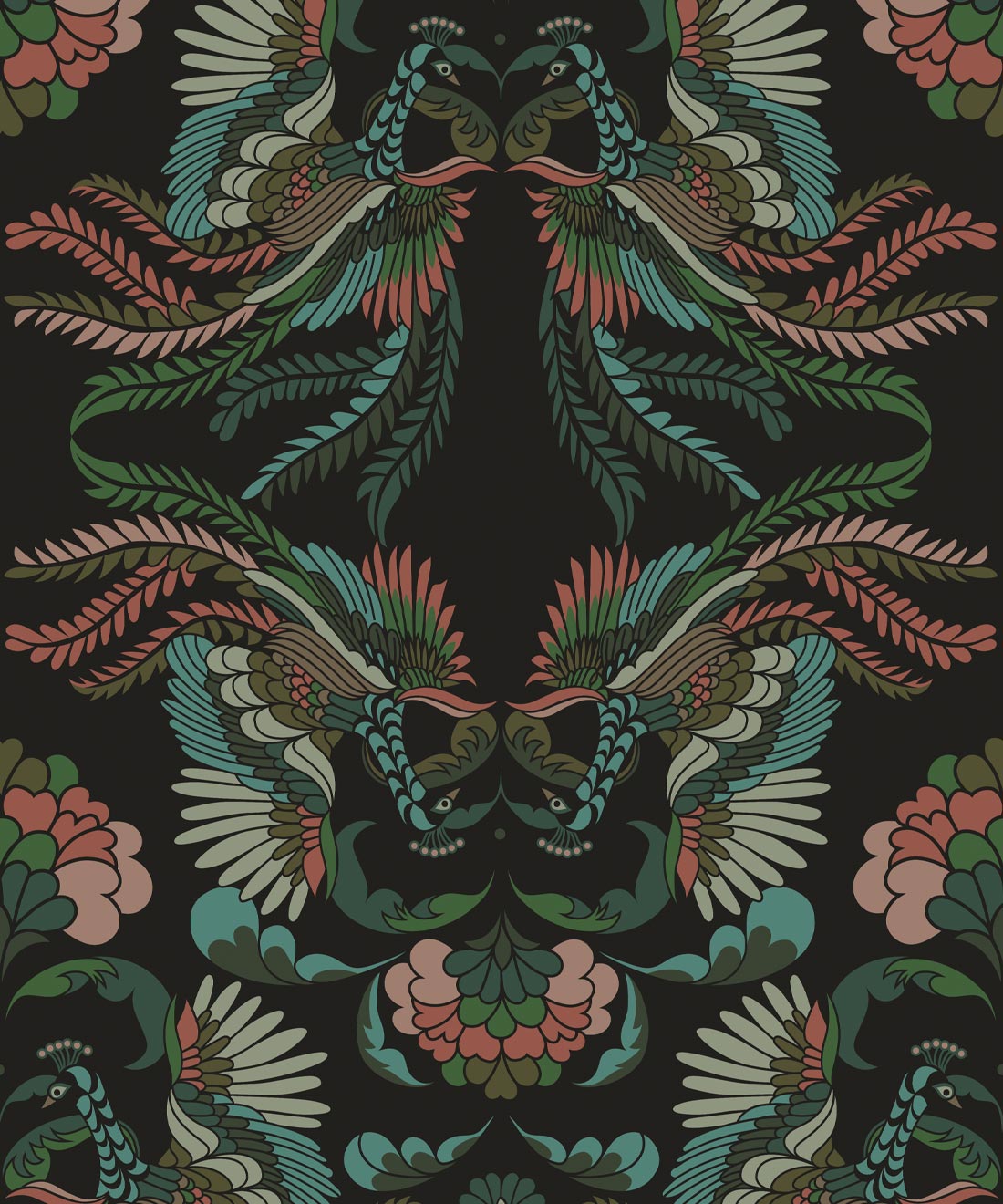 Prancing Peacocks Wallpaper, Fiesta