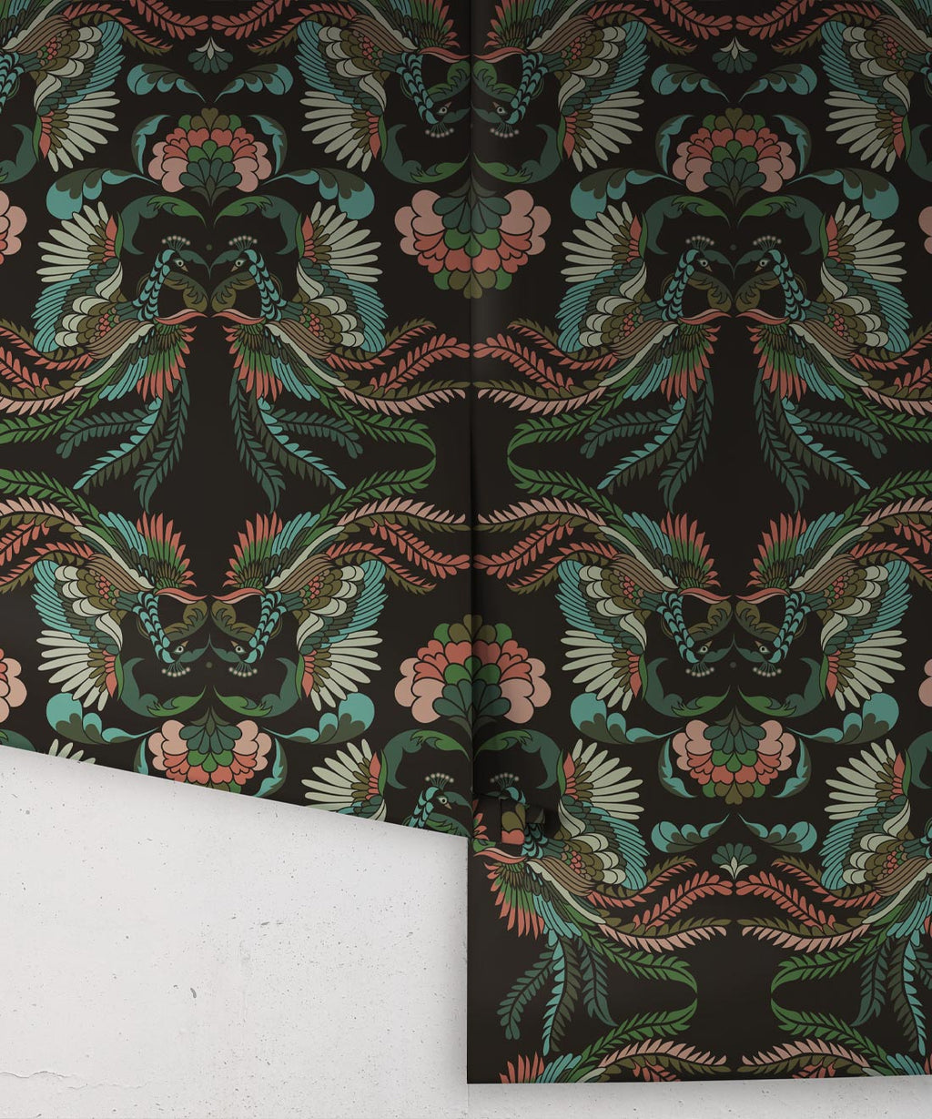Prancing Peacocks Wallpaper, Fiesta