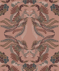 Prancing Peacocks Wallpaper, Salmon