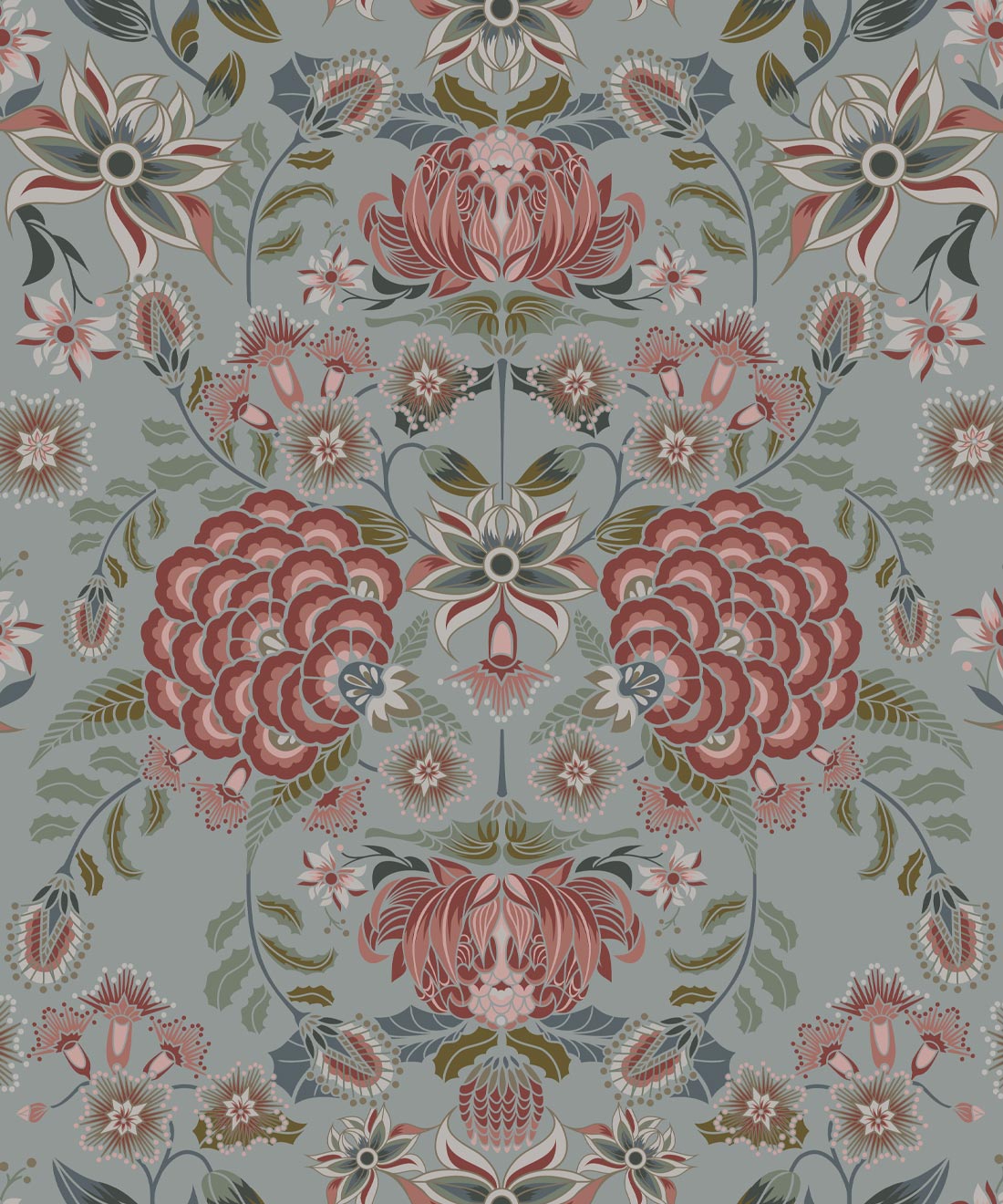 Waratah Wonderland Wallpaper, Duck Egg