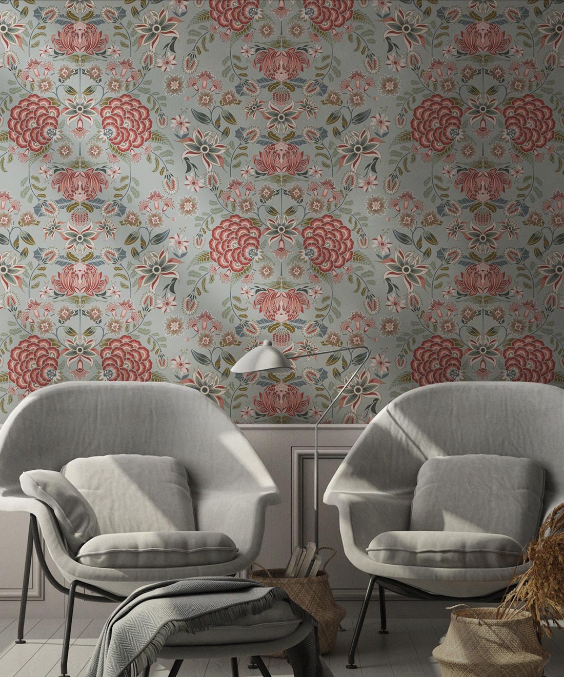 Waratah Wonderland Wallpaper, Duck Egg