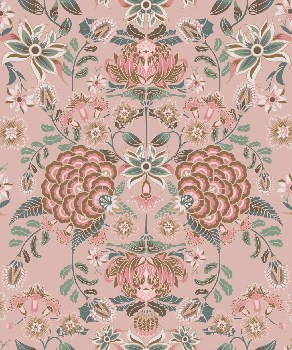 Waratah Wonderland Wallpaper, Dusty Pink