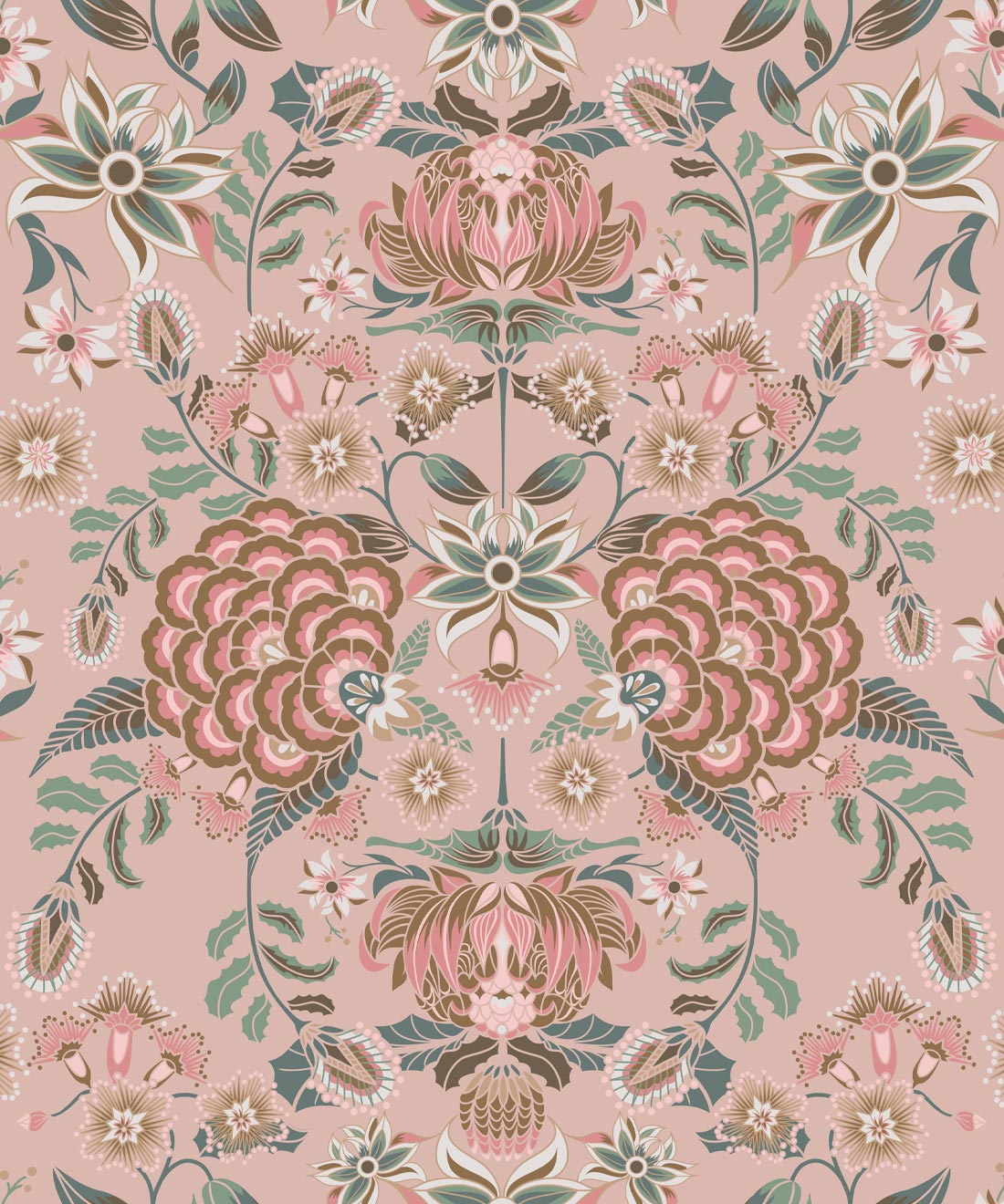 Waratah Wonderland Wallpaper, Dusty Pink