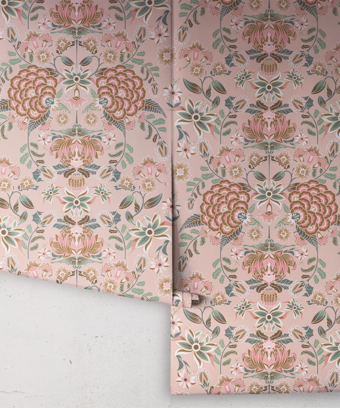 Waratah Wonderland Wallpaper, Dusty Pink