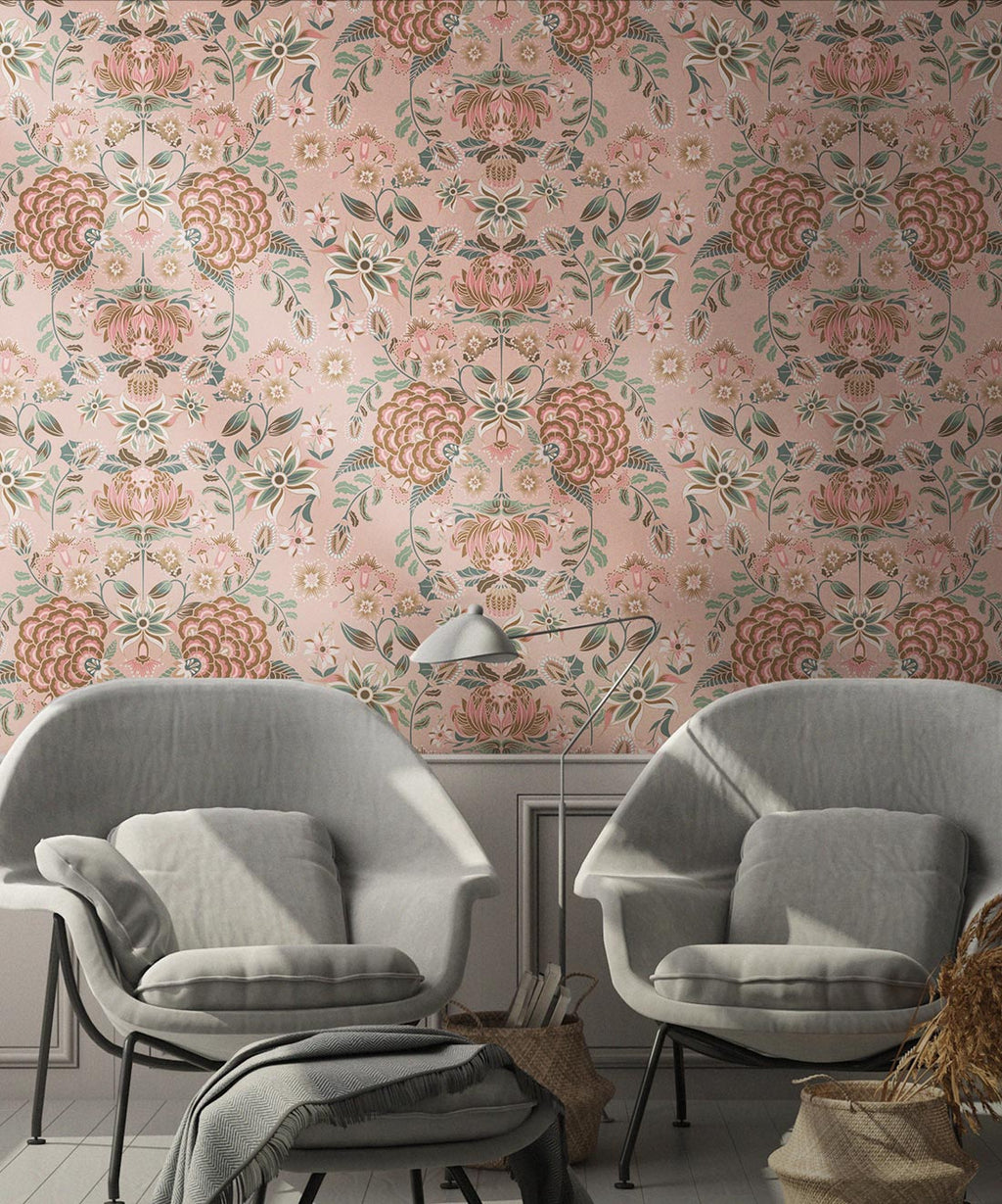 Waratah Wonderland Wallpaper, Dusty Pink