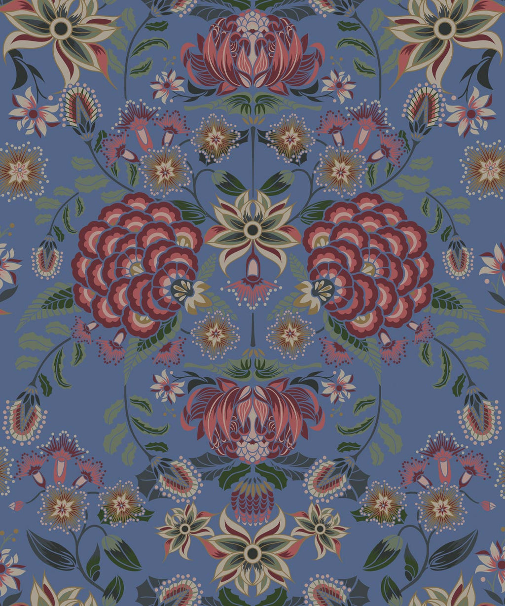Waratah Wonderland Wallpaper, French Blue