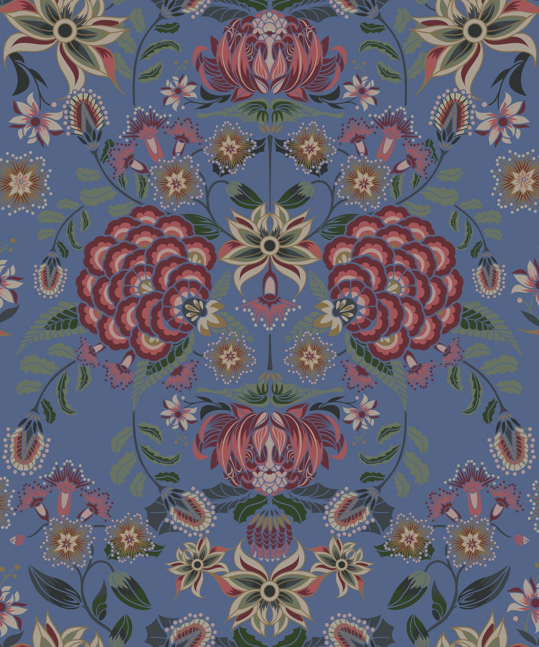 Waratah Wonderland Wallpaper, French Blue