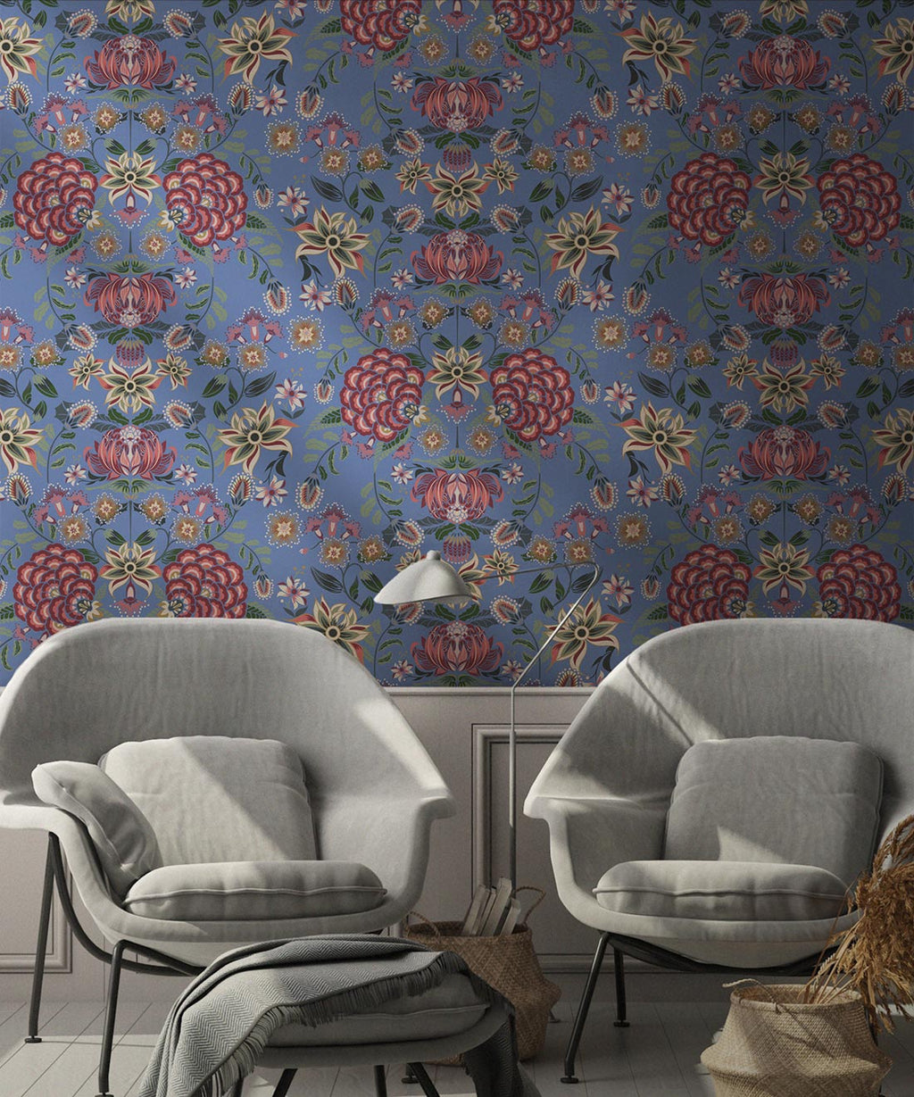 Waratah Wonderland Wallpaper, French Blue