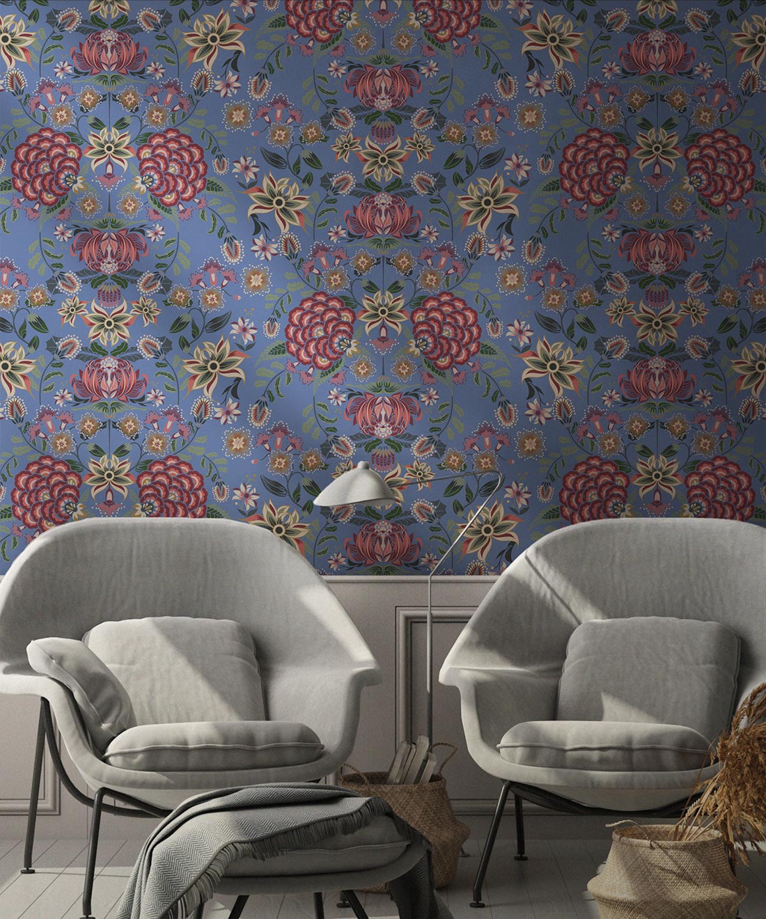 Waratah Wonderland Wallpaper, French Blue