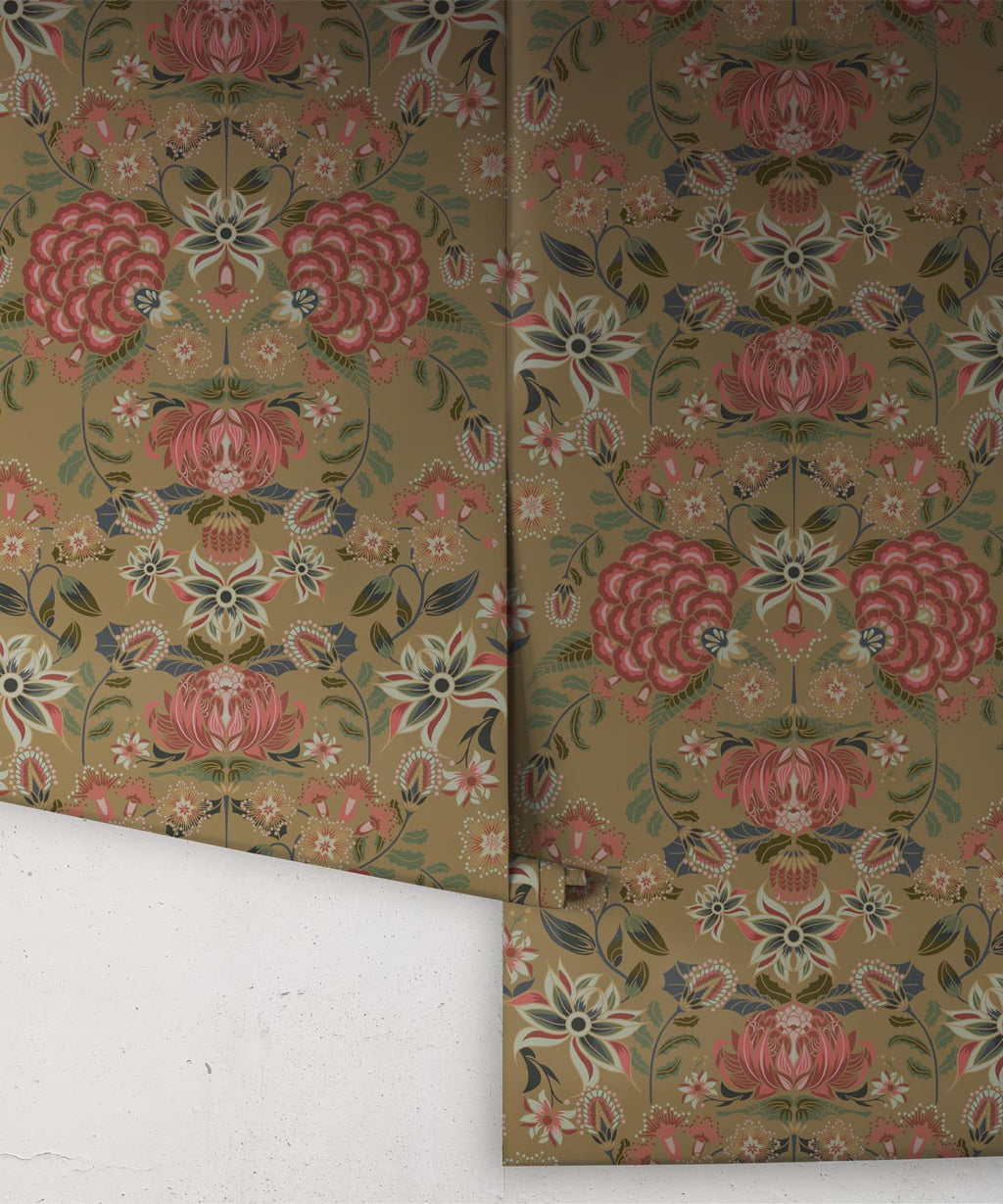 Waratah Wonderland Wallpaper, Marigold