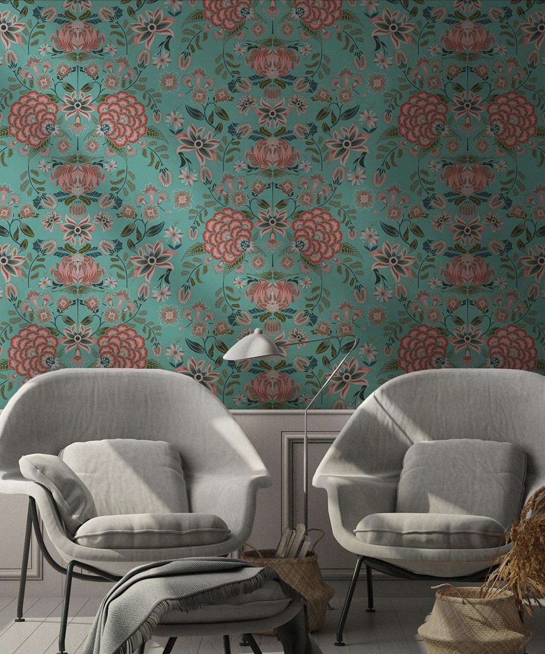 Waratah Wonderland Wallpaper, Teal