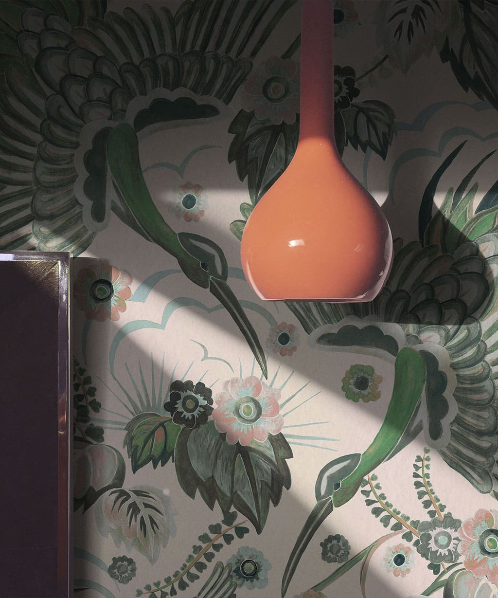 Paradise Wings Wallpaper, Rose Mint