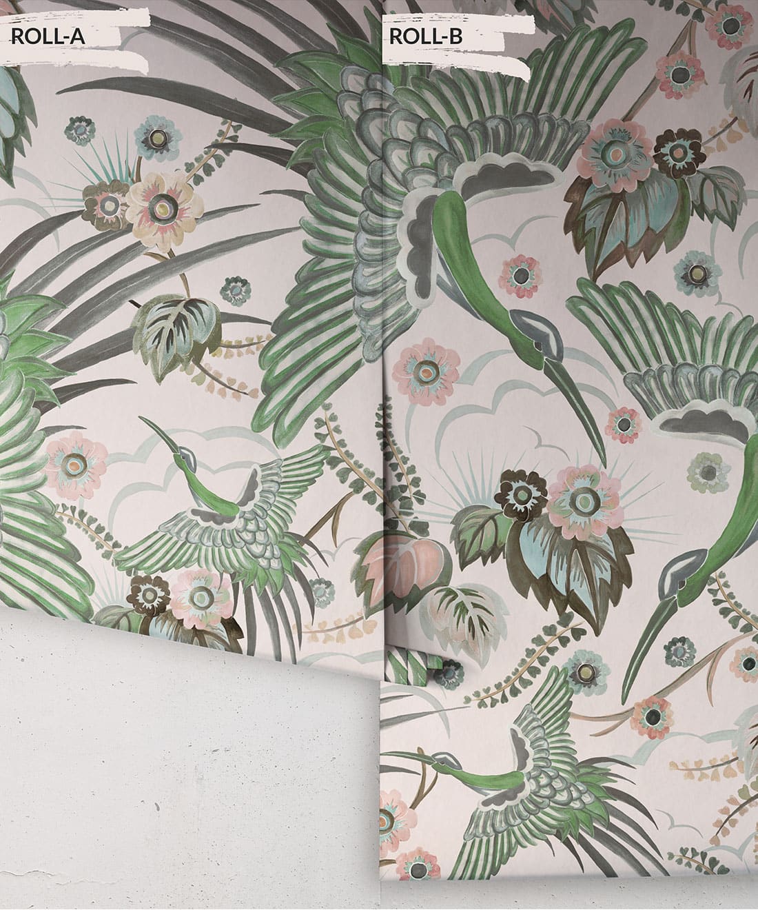 Paradise Wings Wallpaper, Rose Mint