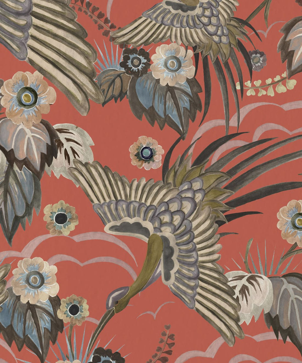 Paradise Wings Wallpaper, Tangerine