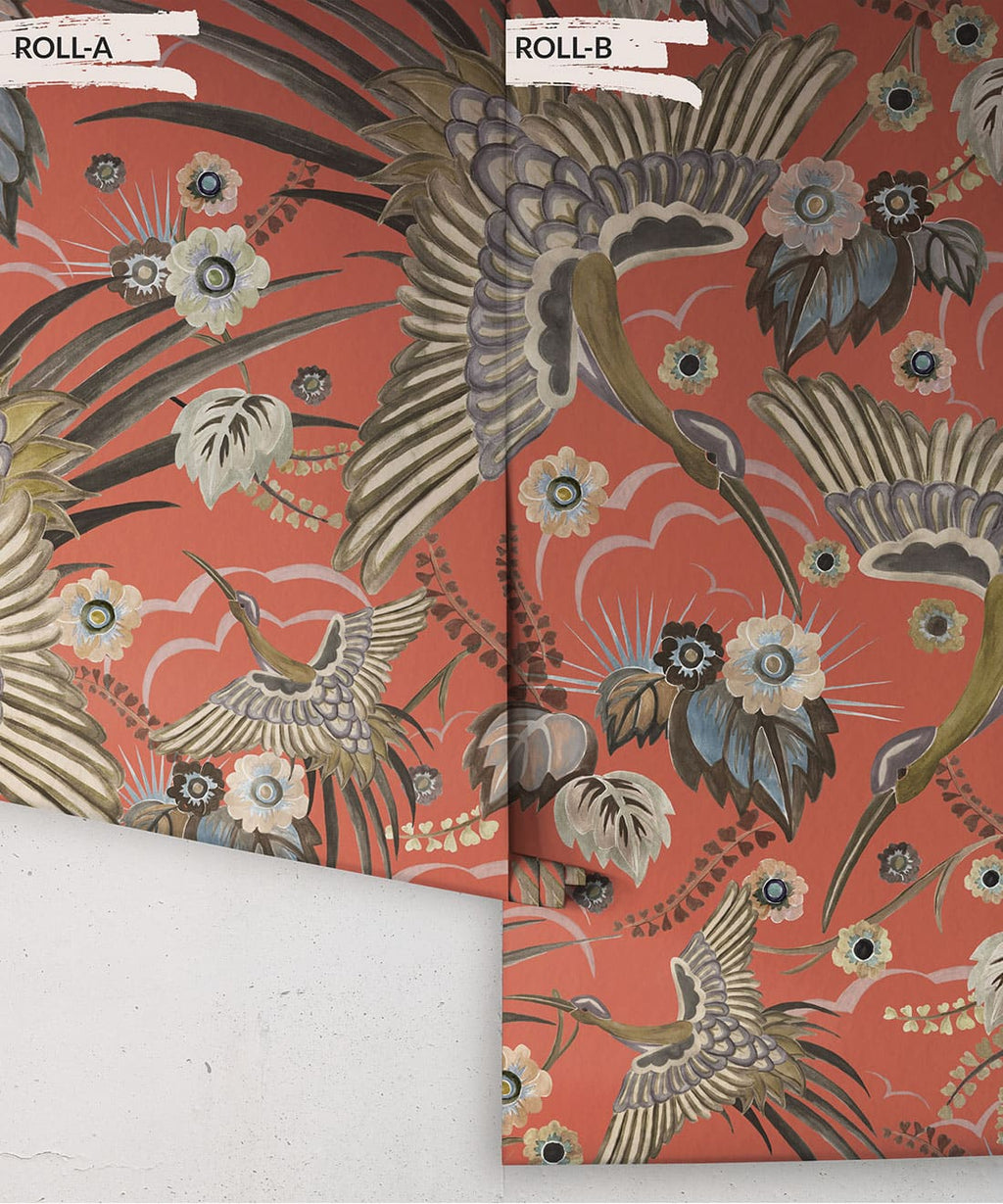 Paradise Wings Wallpaper, Tangerine