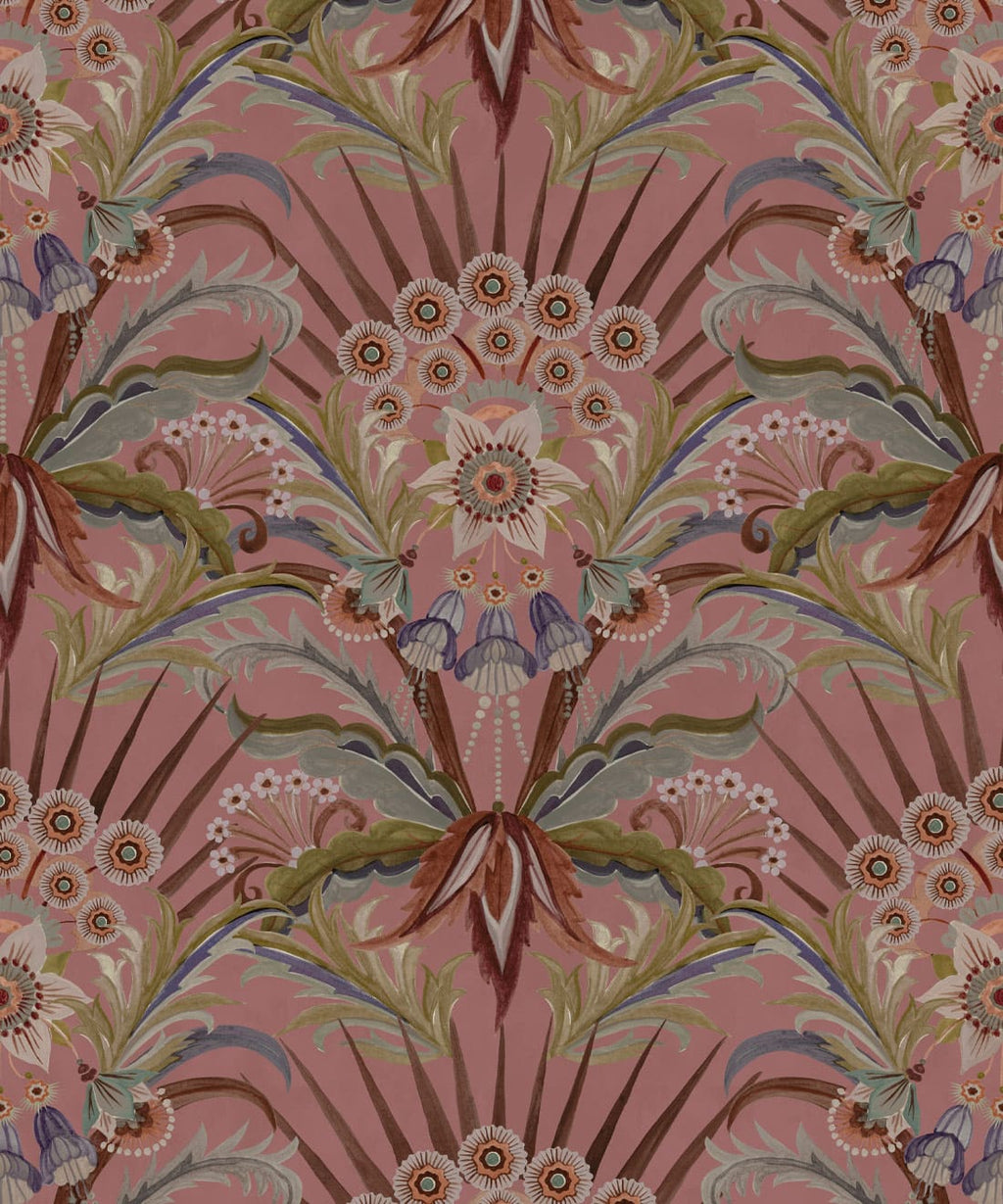 Morning Flowers Wallpaper, Dusty Pink