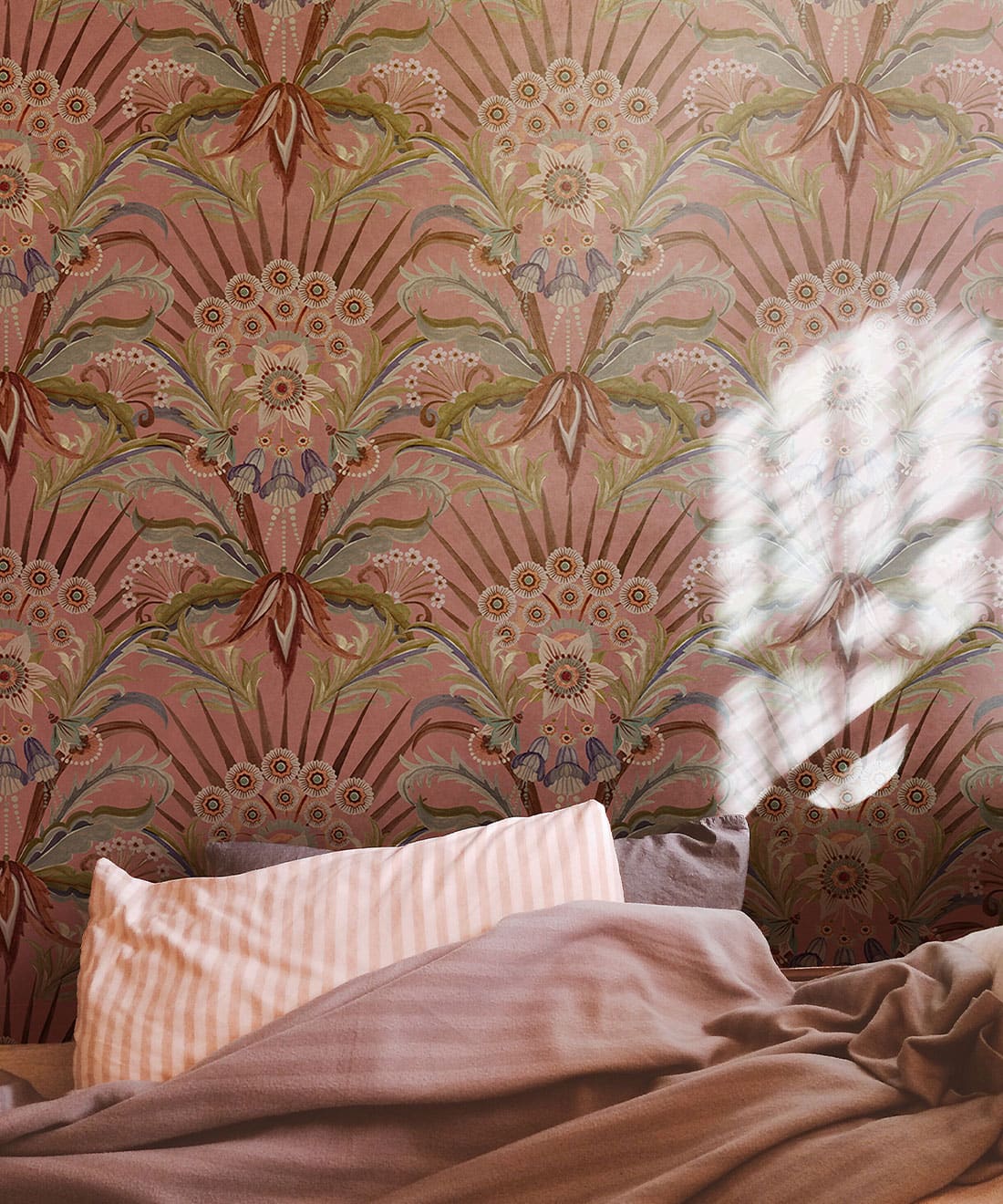 Morning Flowers Wallpaper, Dusty Pink