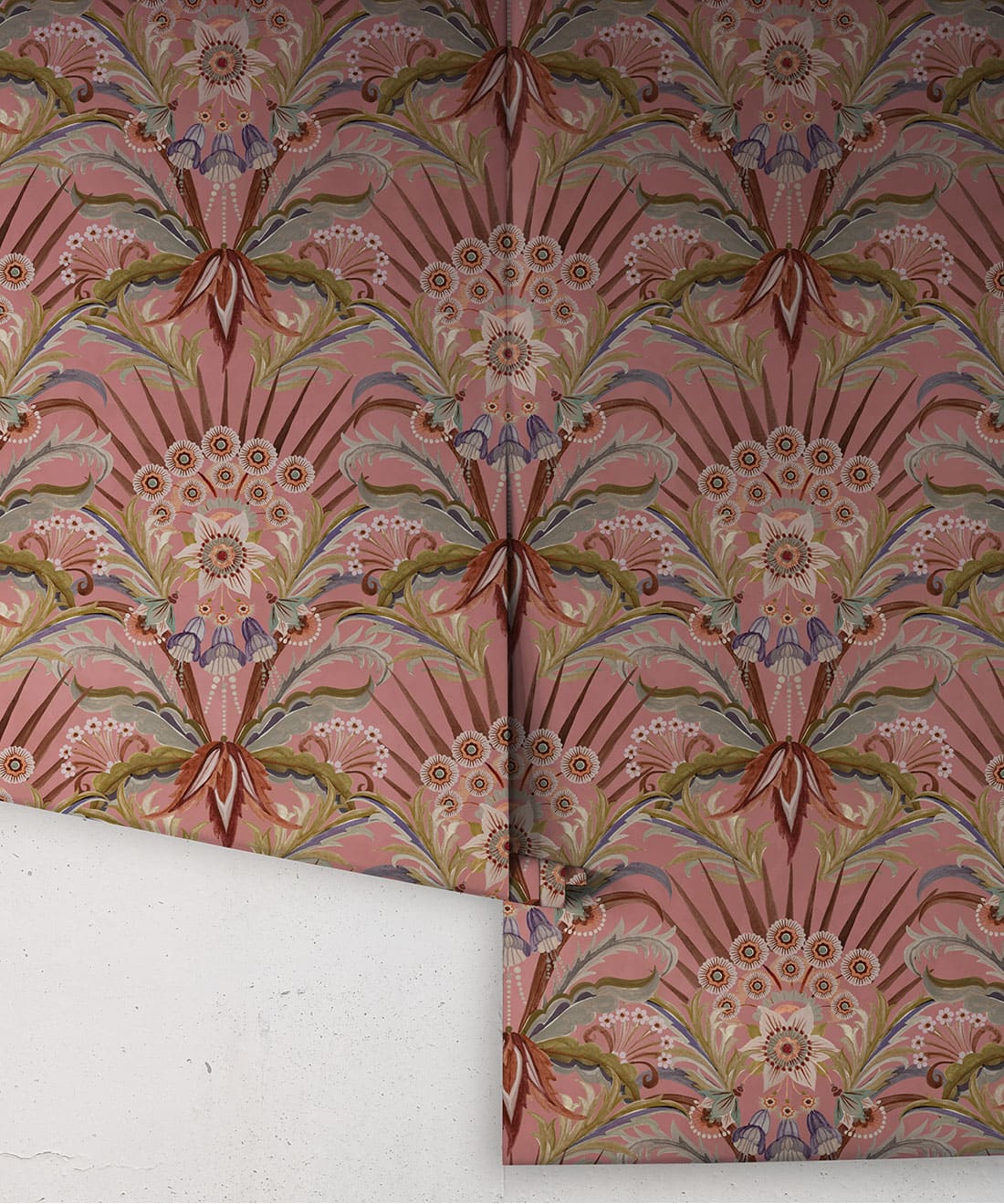 Morning Flowers Wallpaper, Dusty Pink