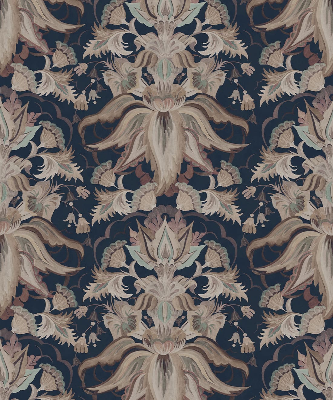 Sunset Lillies Wallpaper, Navy