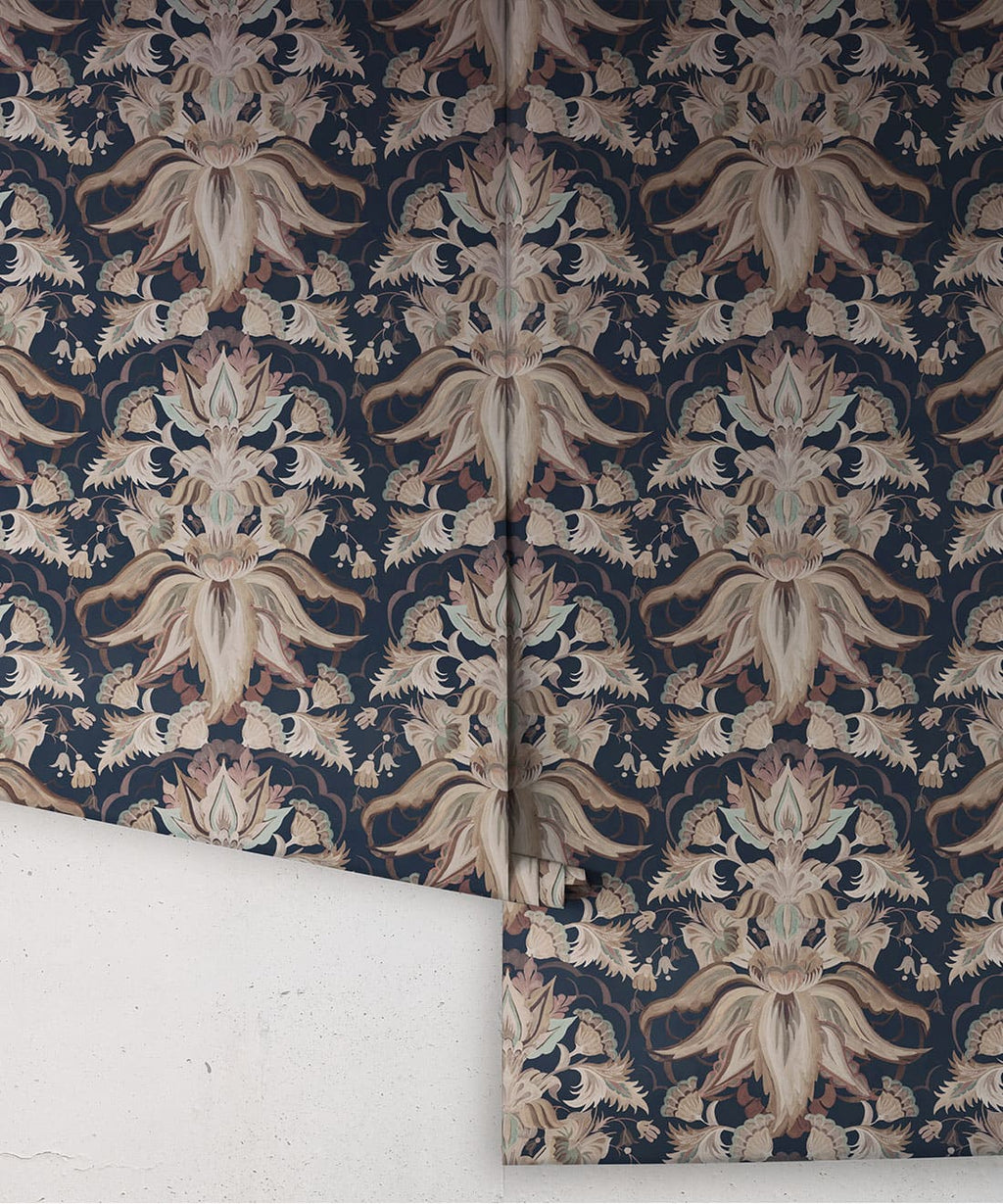 Sunset Lillies Wallpaper, Navy