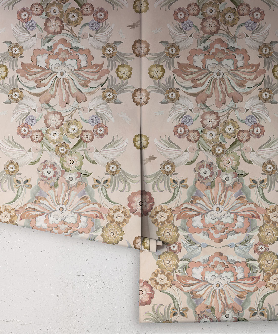 Hummingbird Garden Wallpaper, Ballet Pink