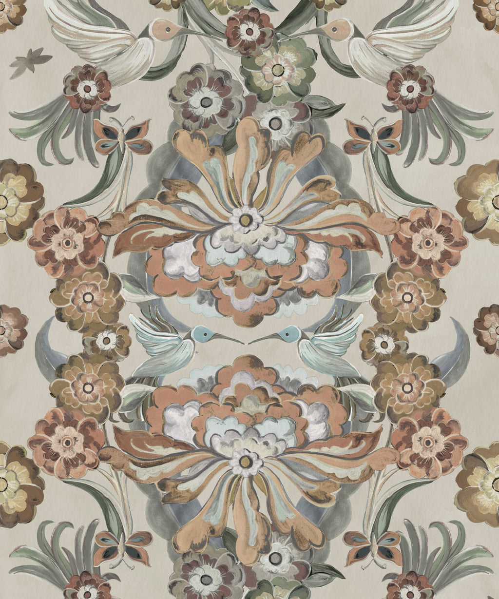 Hummingbird Garden Wallpaper, Cream