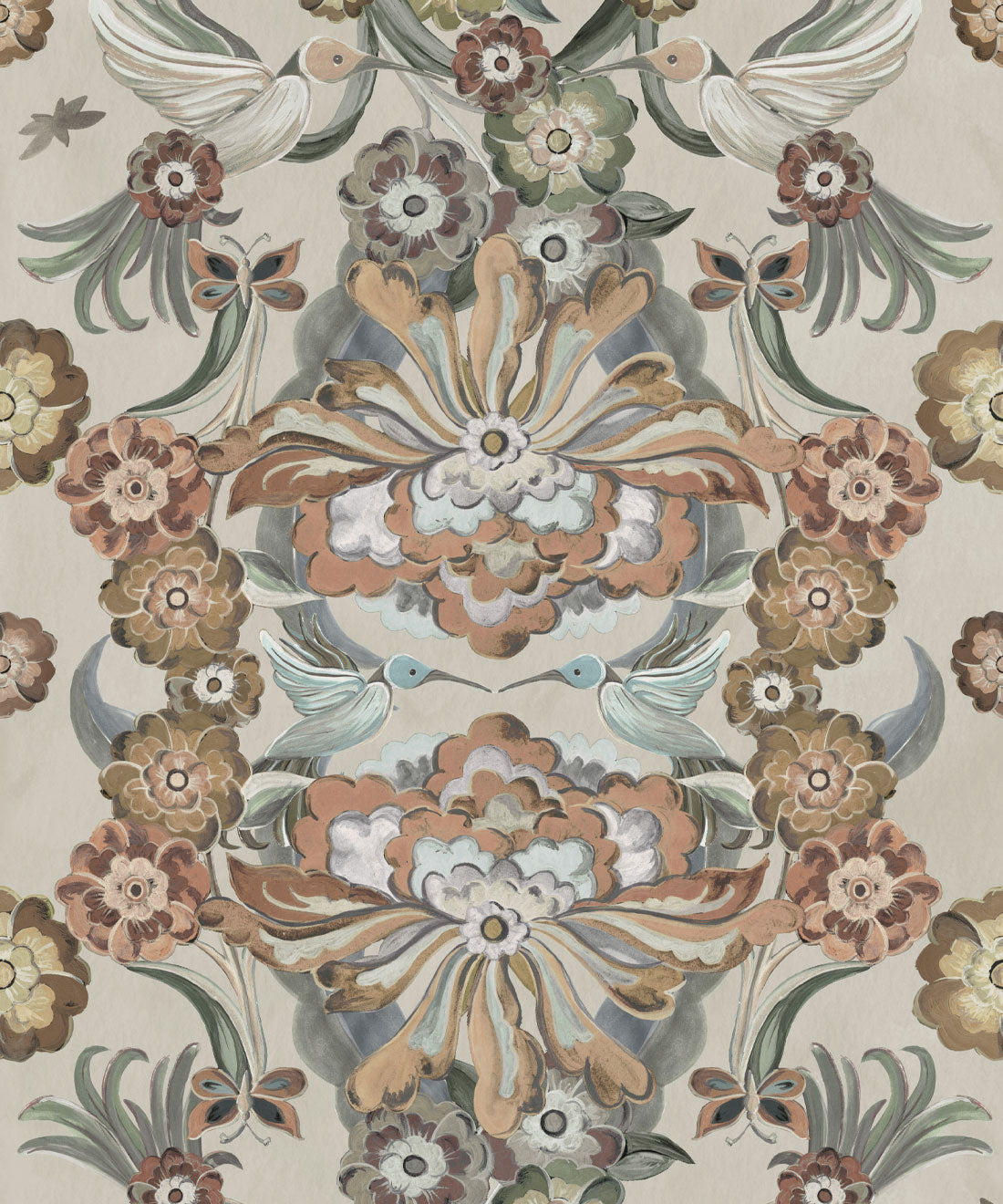 Hummingbird Garden Wallpaper, Cream